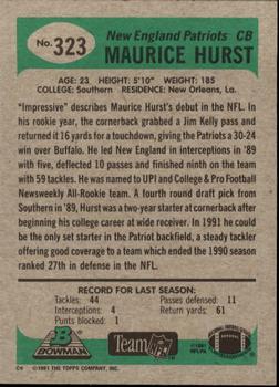 1991 Bowman #323 Maurice Hurst Back