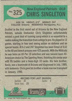 1991 Bowman #325 Chris Singleton Back