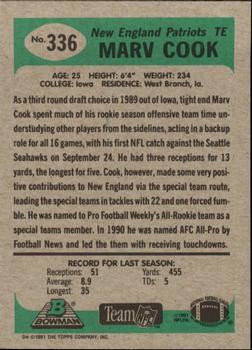 1991 Bowman #336 Marv Cook Back