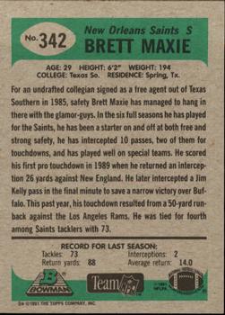 1991 Bowman #342 Brett Maxie Back