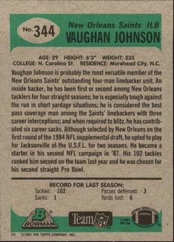 1991 Bowman #344 Vaughan Johnson Back