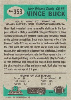 1991 Bowman #353 Vince Buck Back