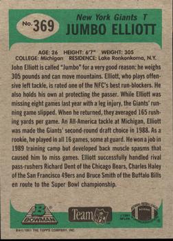 1991 Bowman #369 Jumbo Elliott Back