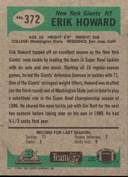1991 Bowman #372 Erik Howard Back