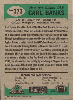 1991 Bowman #373 Carl Banks Back