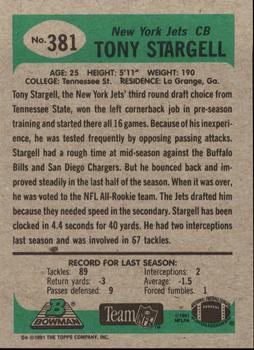 1991 Bowman #381 Tony Stargell Back