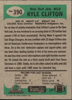 1991 Bowman #390 Kyle Clifton Back