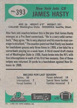 1991 Bowman #393 James Hasty Back