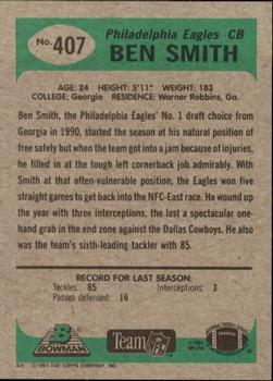 1991 Bowman #407 Ben Smith Back