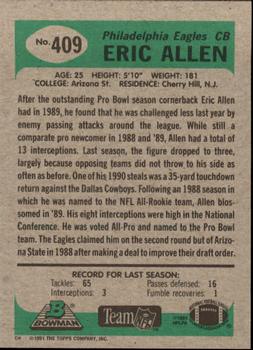 1991 Bowman #409 Eric Allen Back