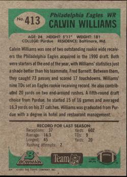 1991 Bowman #413 Calvin Williams Back