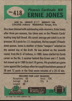 1991 Bowman #418 Ernie Jones Back