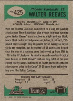 1991 Bowman #425 Walter Reeves Back