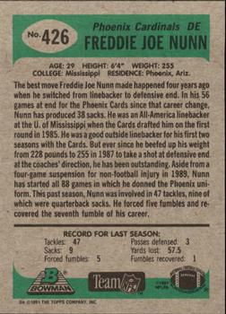 1991 Bowman #426 Freddie Joe Nunn Back