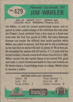 1991 Bowman #429 Jim Wahler Back