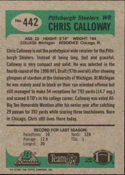 1991 Bowman #442 Chris Calloway Back