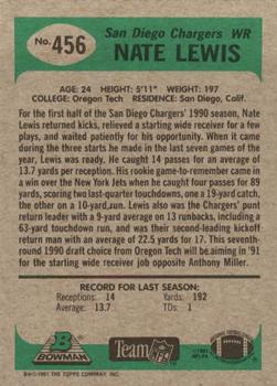 1991 Bowman #456 Nate Lewis Back