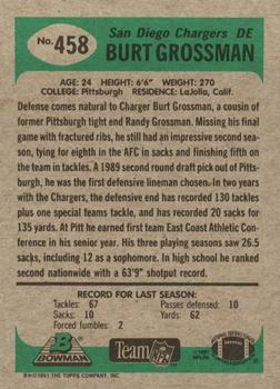 1991 Bowman #458 Burt Grossman Back