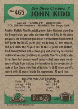 1991 Bowman #465 John Kidd Back