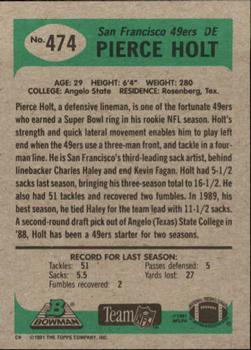 1991 Bowman #474 Pierce Holt Back