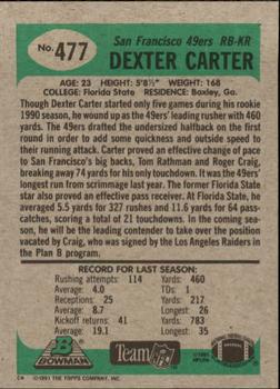 1991 Bowman #477 Dexter Carter Back