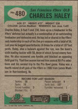 1991 Bowman #480 Charles Haley Back