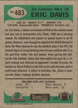 1991 Bowman #483 Eric Davis Back