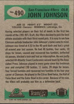 1991 Bowman #490 John Johnson Back