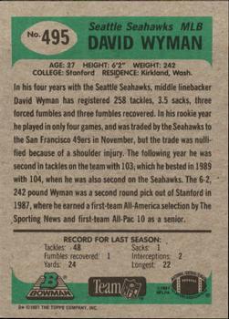 1991 Bowman #495 David Wyman Back