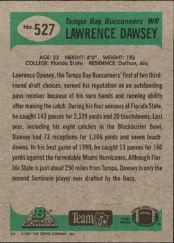 1991 Bowman #527 Lawrence Dawsey Back