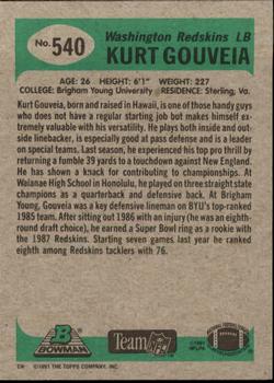 1991 Bowman #540 Kurt Gouveia Back