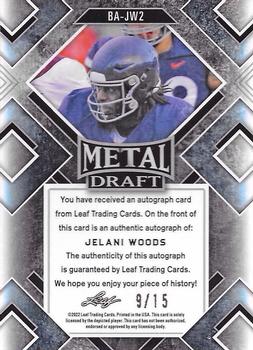2022 Leaf Metal Draft - Autographs Mojo Blue #BA-JW2 Jelani Woods Back