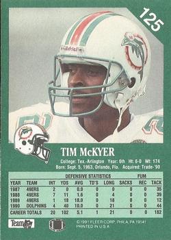 1991 Fleer #125 Tim McKyer Back