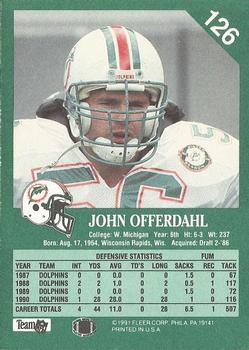 1991 Fleer #126 John Offerdahl Back