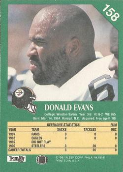 1991 Fleer #158 Donald Evans Back