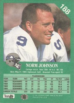 1991 Fleer #188 Norm Johnson Back