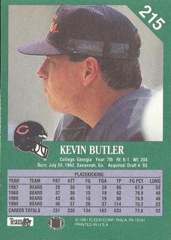 1991 Fleer #215 Kevin Butler Back