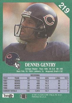 1991 Fleer #219 Dennis Gentry Back