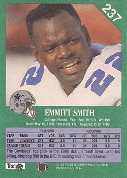 1991 Fleer #237 Emmitt Smith Back