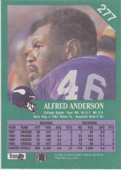 1991 Fleer #277 Alfred Anderson Back