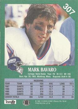 1991 Fleer #307 Mark Bavaro Back