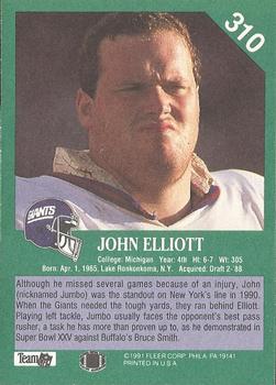 1991 Fleer #310 John Elliott Back