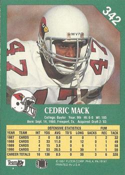 1991 Fleer #342 Cedric Mack Back