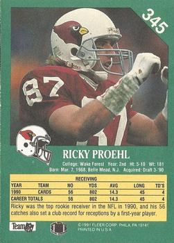 1991 Fleer #345 Ricky Proehl Back