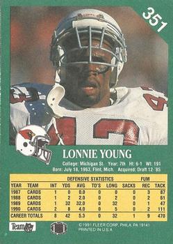 1991 Fleer #351 Lonnie Young Back