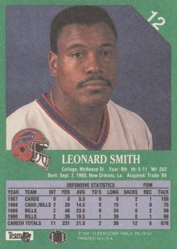 1991 Fleer #12 Leonard Smith Back