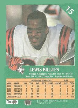 1991 Fleer #15 Lewis Billups Back