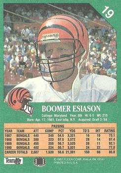 1991 Fleer #19 Boomer Esiason Back