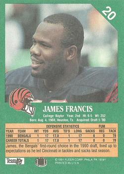 1991 Fleer #20 James Francis Back