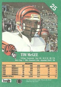 1991 Fleer #25 Tim McGee Back